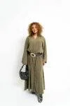 robe longue linen kaki